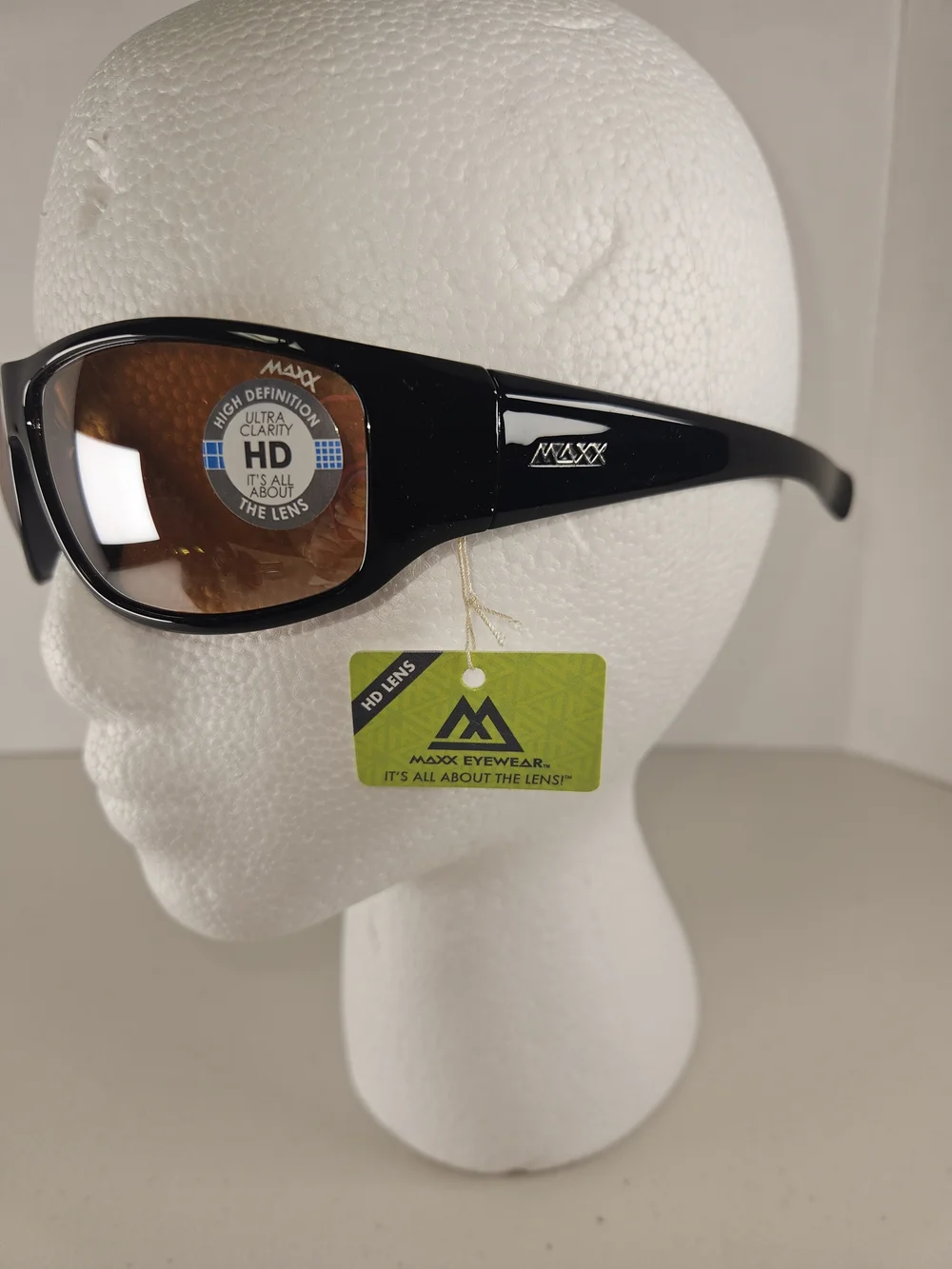 Maxx Major Sport Golf Motorcycle Riding Sunglasses Black with High Def Amber Len